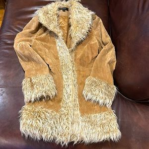 Women’s Genuine Leather/Suede Coat, Size Medium